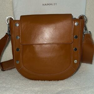 Hammitt Kayce Saddle Bag Leather Crossbody Bag with Brushed Silver Studs